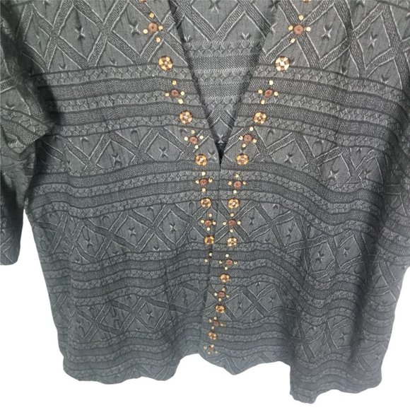 Soft Surroundings Blouse Womens 3X Gray Geometric - Picture 3 of 9